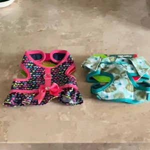 Two Super Cute SMALL 12-5” -17” Chest Dog Harnesses